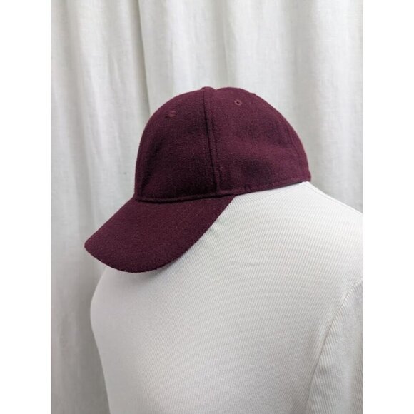 Wool blend burgundy baseball cap, plain, good condition, one size fits most S15 - Picture 1 of 5